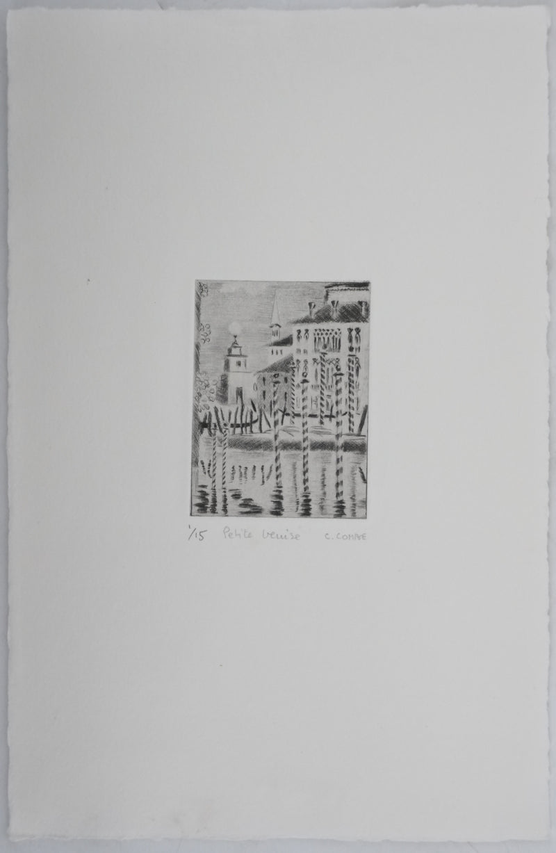 Camille COMBE : Petite Venise, Gravure originale signée