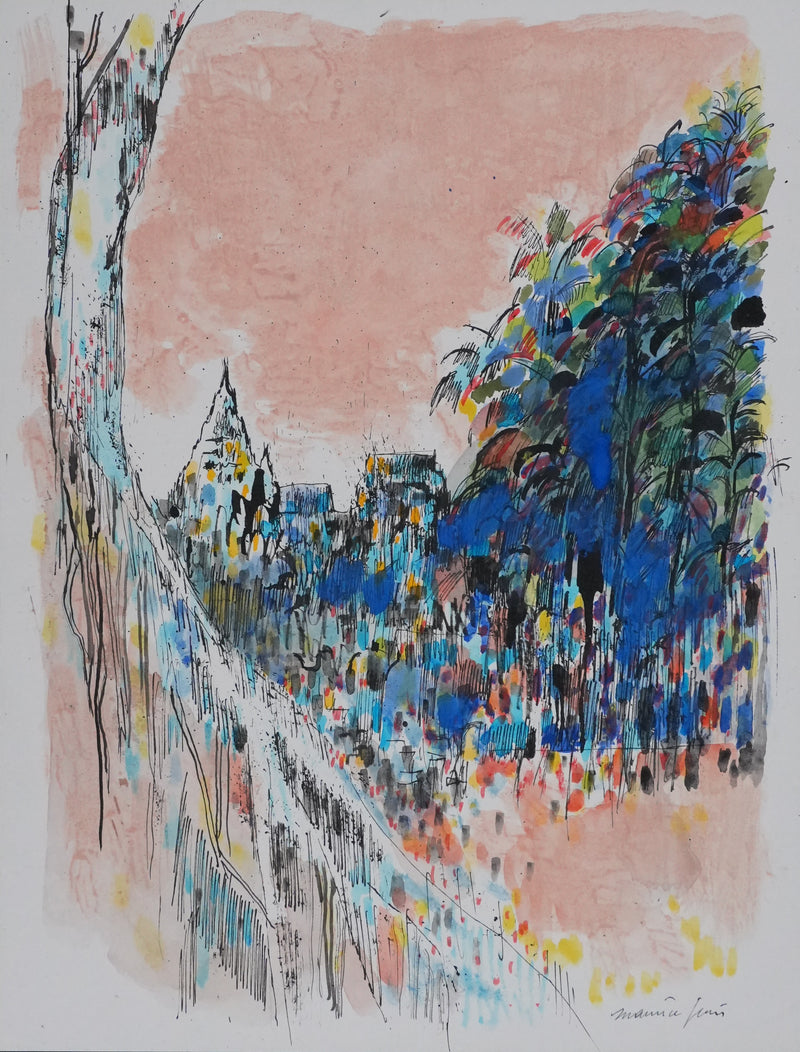 Maurice GENIS : Le petit bois abstrait, Dessin original signé