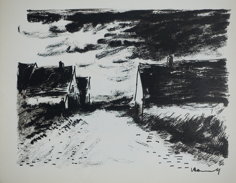 Maurice DE VLAMINCK : Maisons dans la Beauce, Lithographie originale (vue générale) - Crédit photo : Galerie Art.Paris