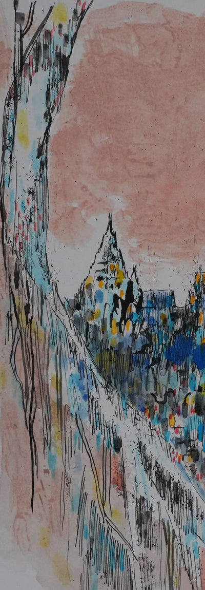 Maurice GENIS : Le petit bois abstrait, Dessin original signé