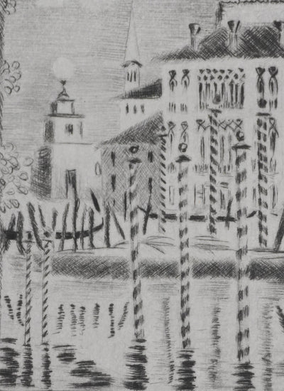 Camille COMBE : Petite Venise, Gravure originale signée