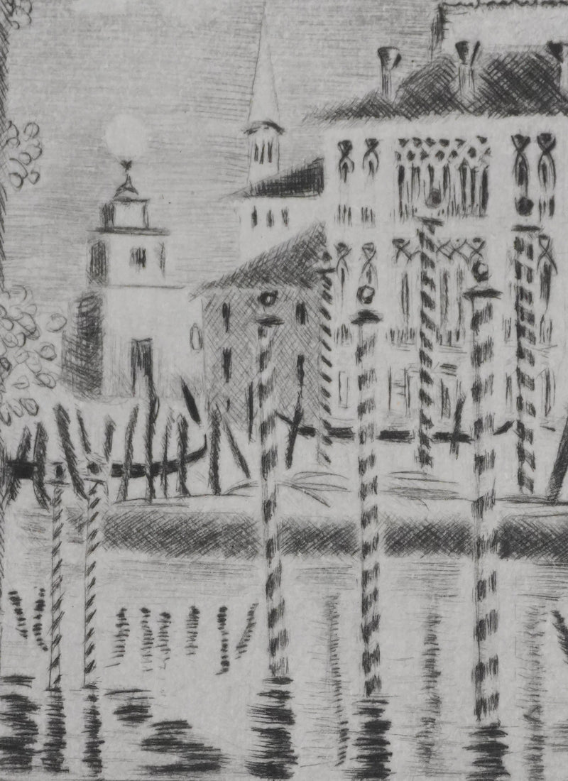 Camille COMBE : Petite Venise, Gravure originale signée
