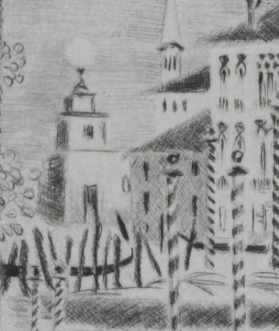 Camille COMBE : Petite Venise, Gravure originale signée