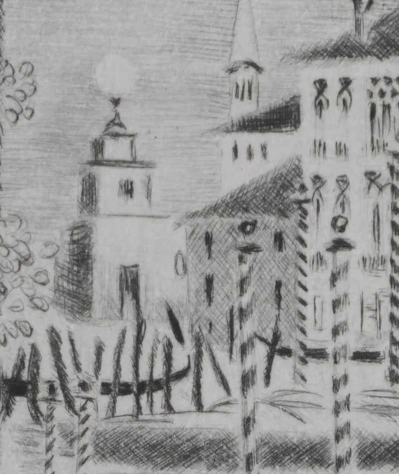 Camille COMBE : Petite Venise, Gravure originale signée