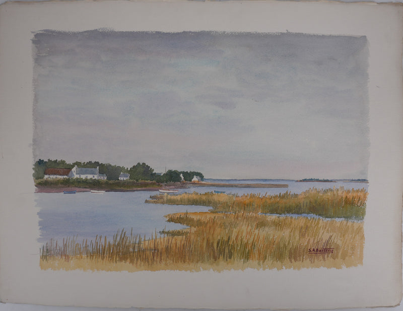 Salomon Alfred BOISECQ : Golf du Morbihan, Aquarelle originale signée