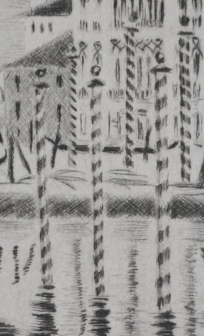 Camille COMBE : Petite Venise, Gravure originale signée
