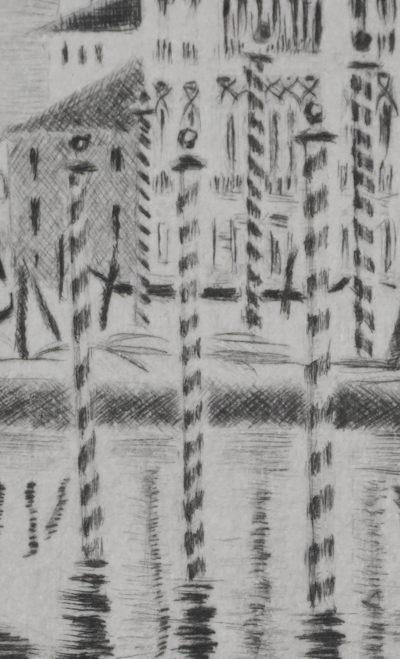 Camille COMBE : Petite Venise, Gravure originale signée