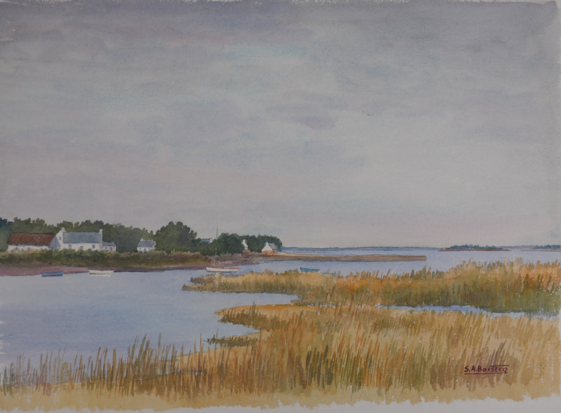 Salomon Alfred BOISECQ : Golf du Morbihan, Aquarelle originale signée