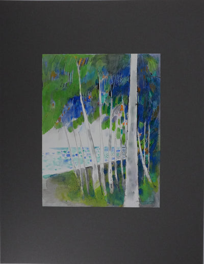 Maurice GENIS : Les palmiers au bord de mer, Dessin original signé