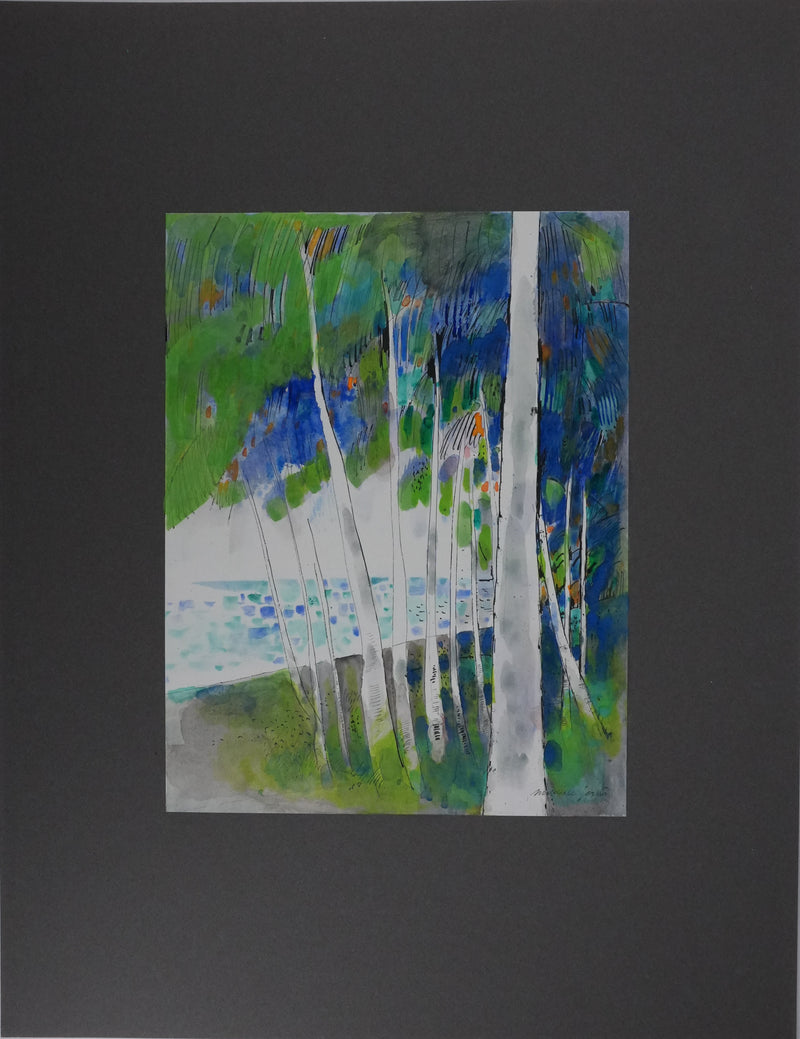 Maurice GENIS : Les palmiers au bord de mer, Dessin original signé