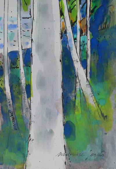 Maurice GENIS : Les palmiers au bord de mer, Dessin original signé