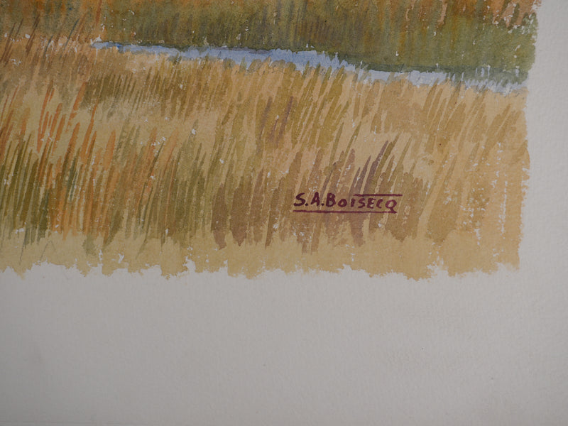 Salomon Alfred BOISECQ : Golf du Morbihan, Aquarelle originale signée