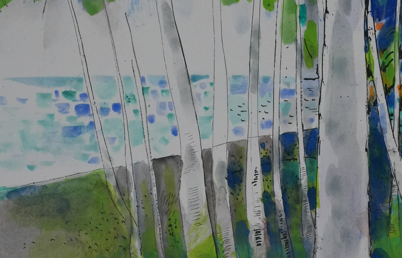 Maurice GENIS : Les palmiers au bord de mer, Dessin original signé