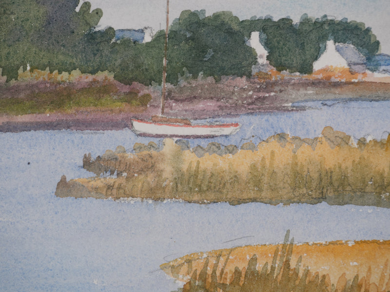 Salomon Alfred BOISECQ : Golf du Morbihan, Aquarelle originale signée