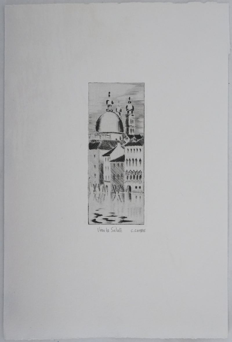 Camille COMBE : Vers la Salute, Gravure originale signée