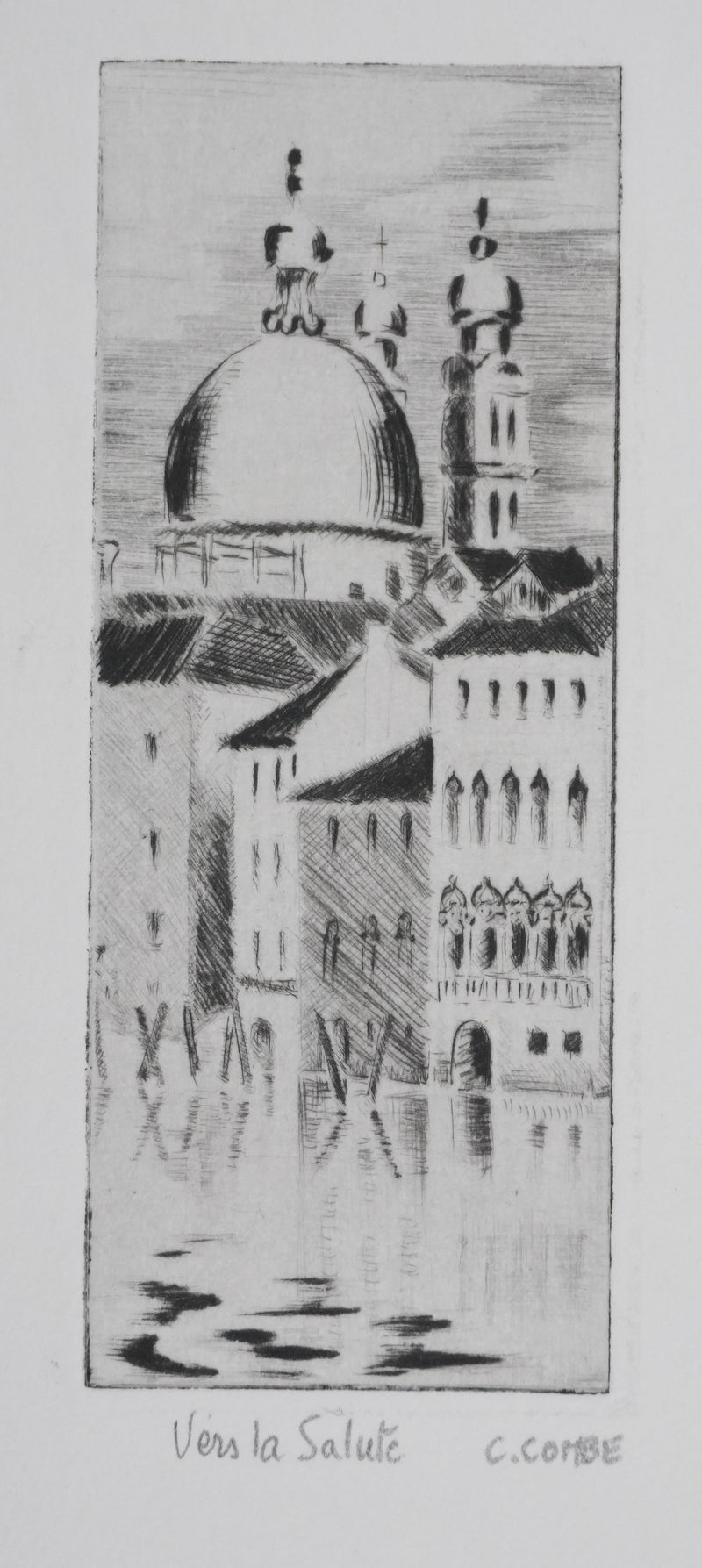 Camille COMBE : Vers la Salute, Gravure originale signée