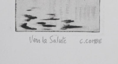 Camille COMBE : Vers la Salute, Gravure originale signée
