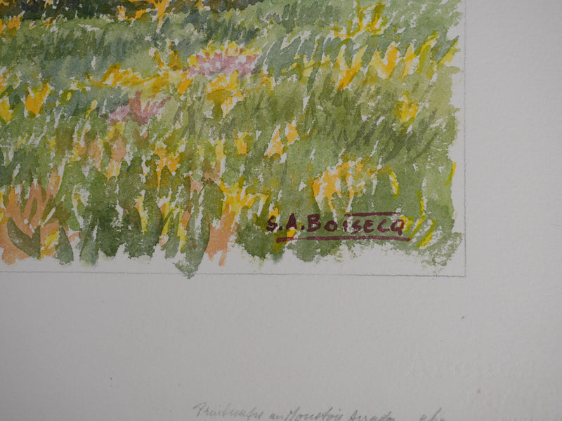 Salomon Alfred BOISECQ : Paysage champêtre, Aquarelle originale signée
