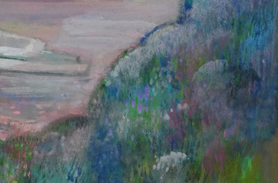 Maurice GENIS : Le bateau au coucher de soleil, Gouache originale signée