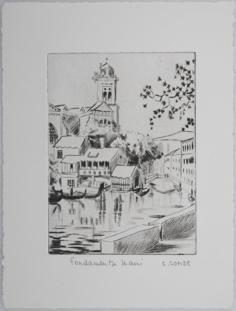 Camille COMBE : Fondamenta Nani, Gravure originale signée