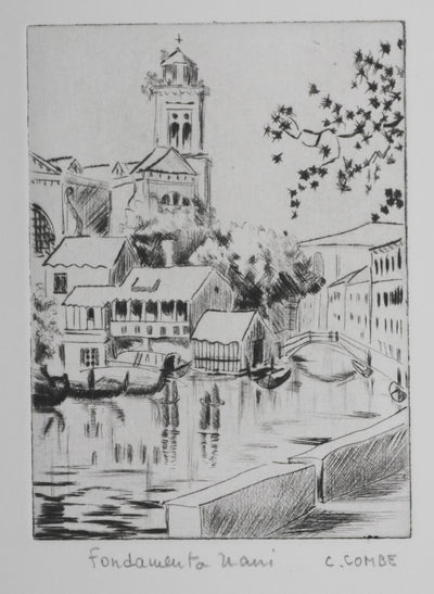 Camille COMBE : Fondamenta Nani, Gravure originale signée