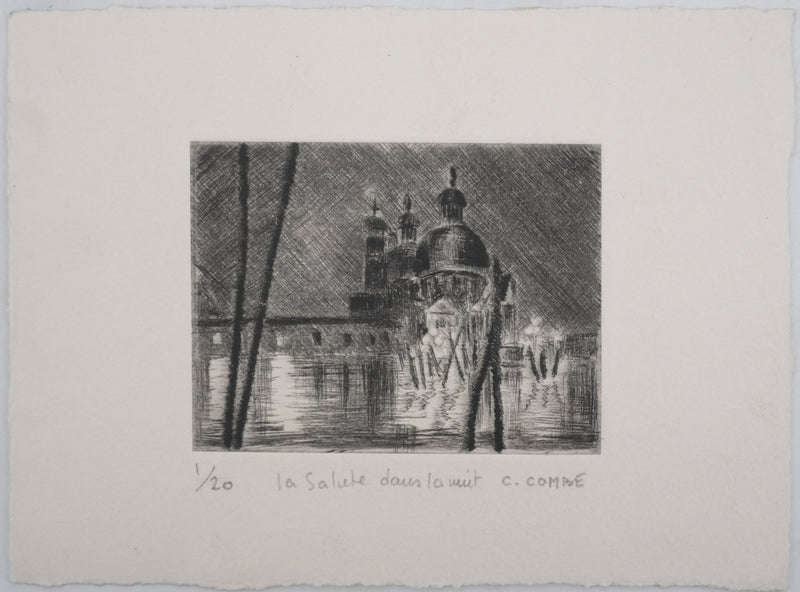 Camille COMBE : La Salute dans la nuit, Gravure originale signée