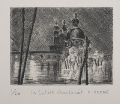Camille COMBE : La Salute dans la nuit, Gravure originale signée