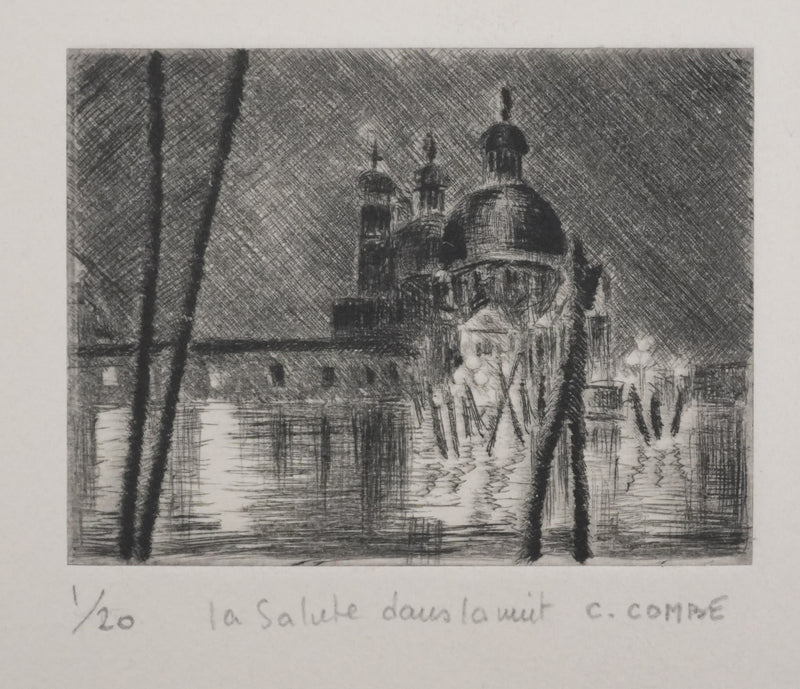 Camille COMBE : La Salute dans la nuit, Gravure originale signée