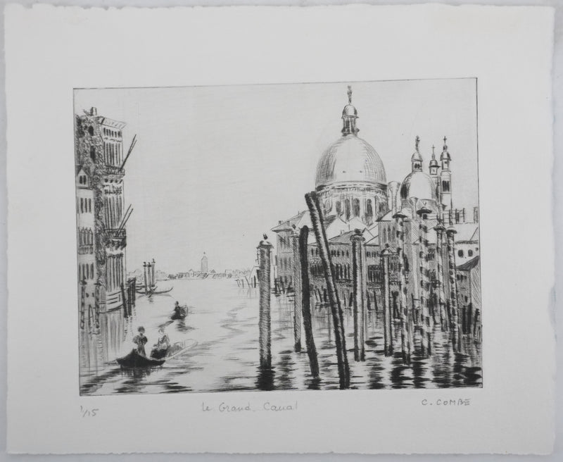 Camille COMBE : Le Grand Canal, Gravure originale signée