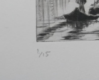 Camille COMBE : Le Grand Canal, Gravure originale signée