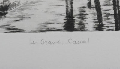 Camille COMBE : Le Grand Canal, Gravure originale signée