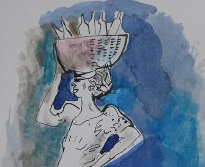 Maurice GENIS : La porteuse d'eau, Dessin original signé