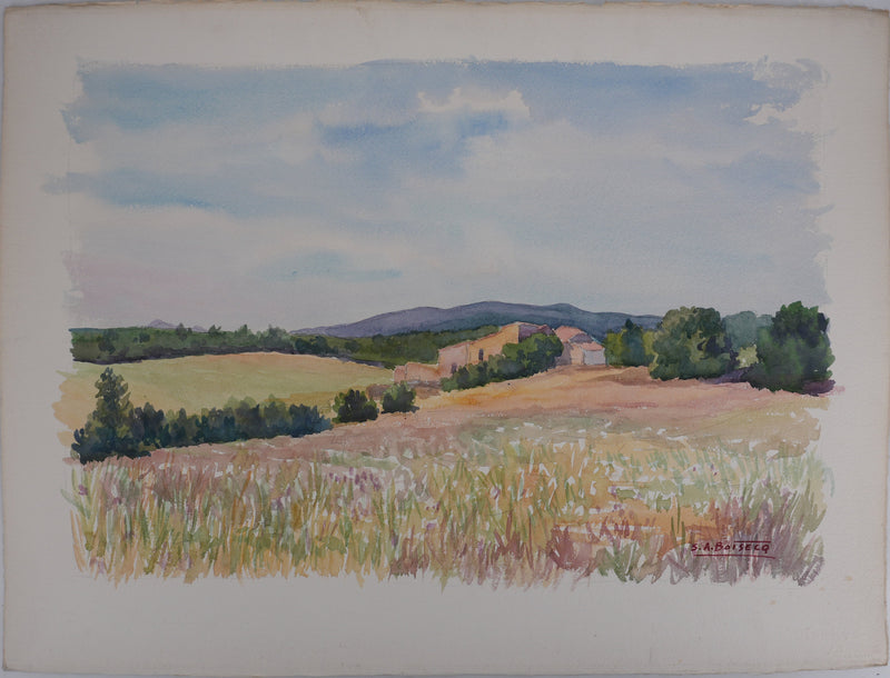 Salomon Alfred BOISECQ : Maison en Provence, Aquarelle originale signée