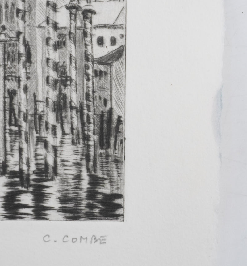 Camille COMBE : Le Grand Canal, Gravure originale signée