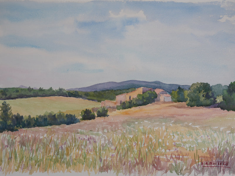 Salomon Alfred BOISECQ : Maison en Provence, Aquarelle originale signée