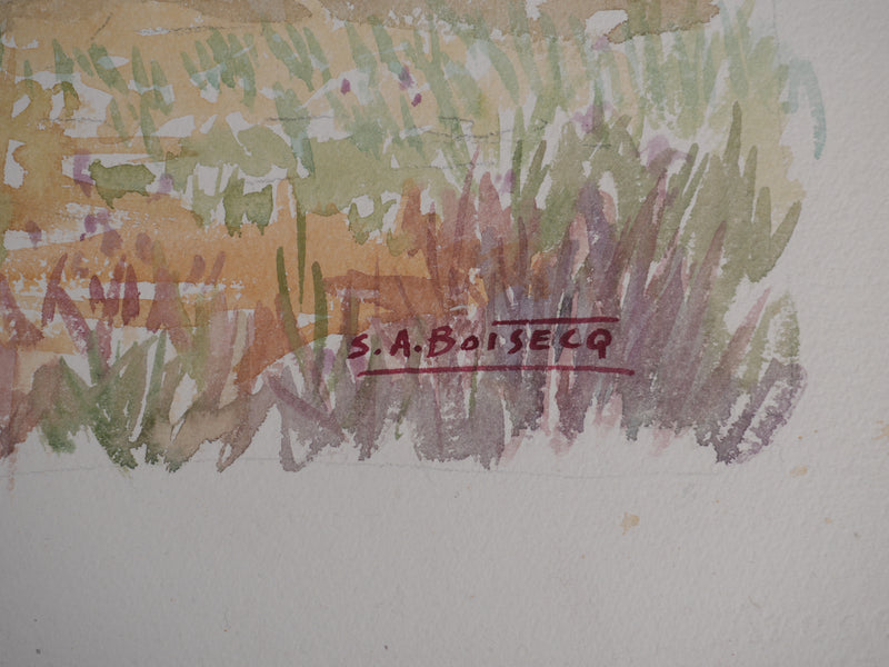 Salomon Alfred BOISECQ : Maison en Provence, Aquarelle originale signée
