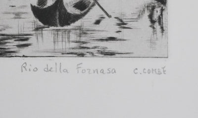 Camille COMBE : Rio Della Fornasa, Gravure originale signée
