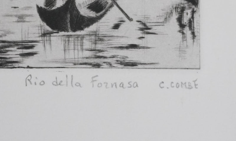 Camille COMBE : Rio Della Fornasa, Gravure originale signée