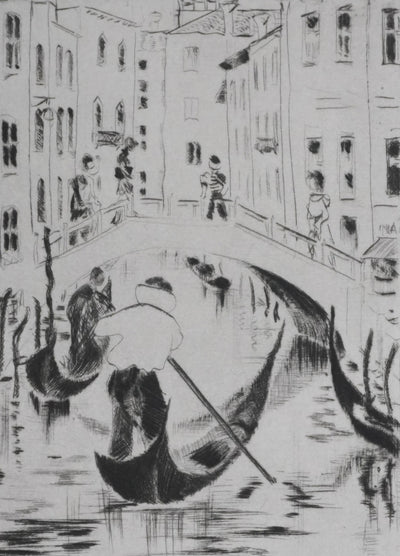 Camille COMBE : Rio Della Fornasa, Gravure originale signée