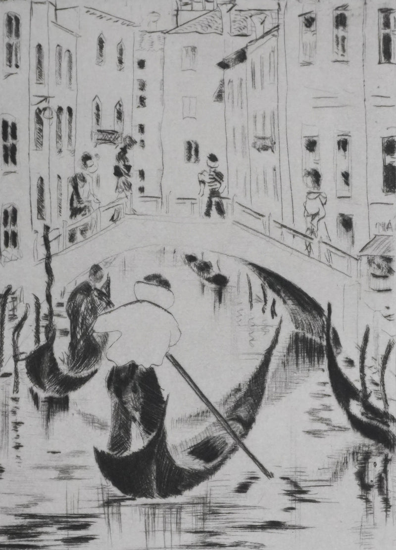 Camille COMBE : Rio Della Fornasa, Gravure originale signée