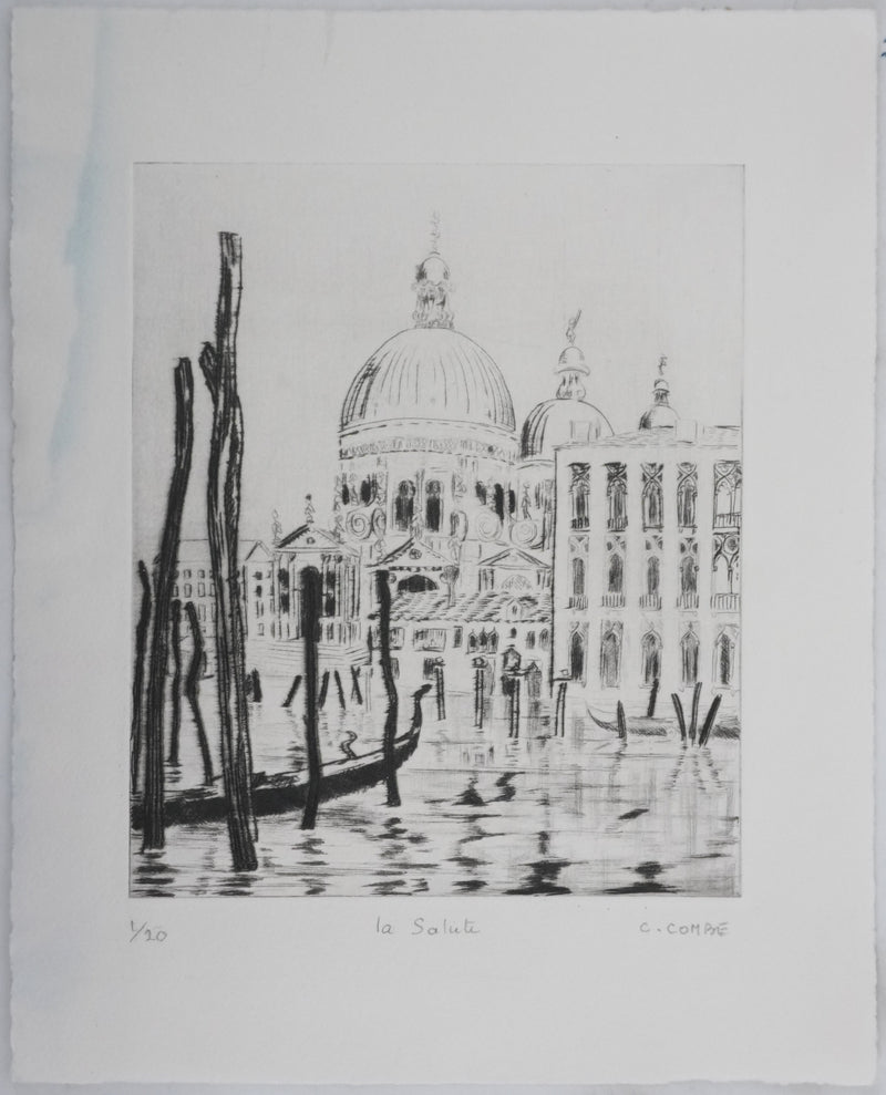 Camille COMBE : La Salute, Gravure originale signée