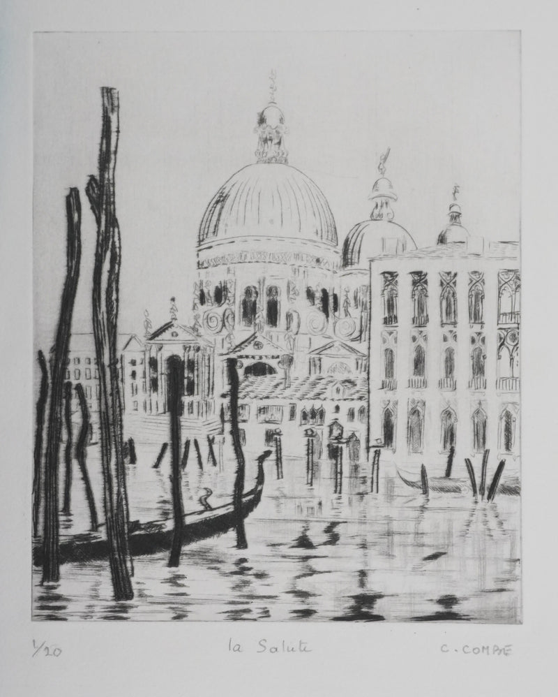 Camille COMBE : La Salute, Gravure originale signée
