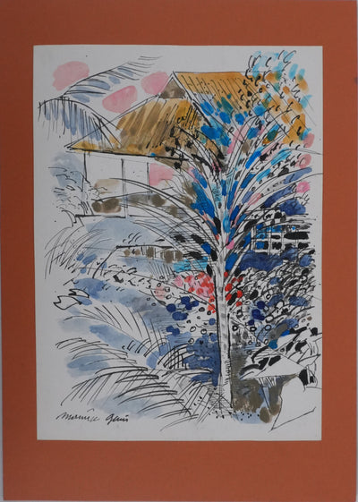 Maurice GENIS : Nature luxuriante, Dessin original signé