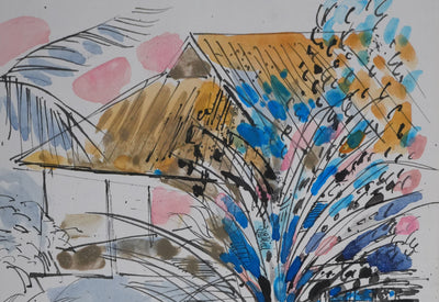 Maurice GENIS : Nature luxuriante, Dessin original signé