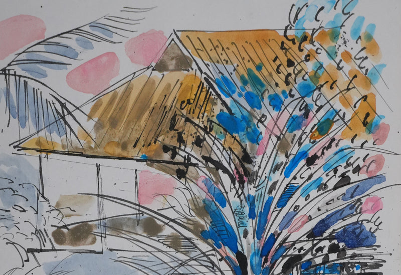 Maurice GENIS : Nature luxuriante, Dessin original signé