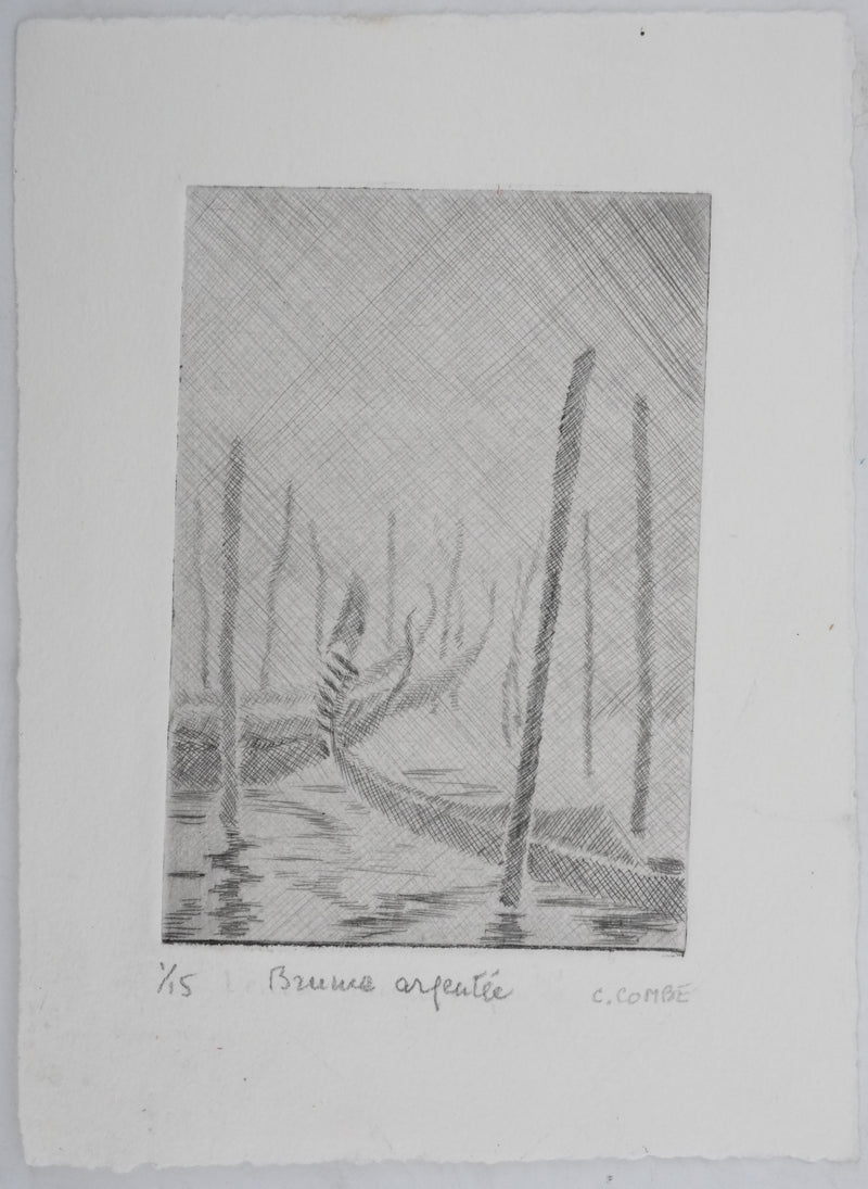 Camille COMBE : Brume argentée, Gravure originale signée
