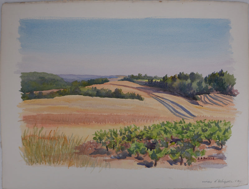 Salomon Alfred BOISECQ : Paysage du Verdon, Aquarelle originale signée