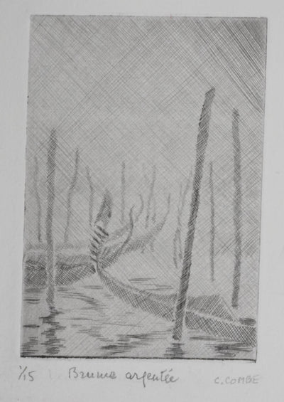 Camille COMBE : Brume argentée, Gravure originale signée