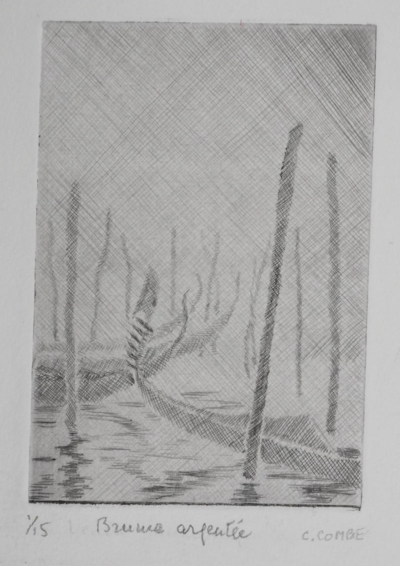 Camille COMBE : Brume argentée, Gravure originale signée