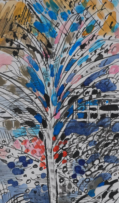 Maurice GENIS : Nature luxuriante, Dessin original signé